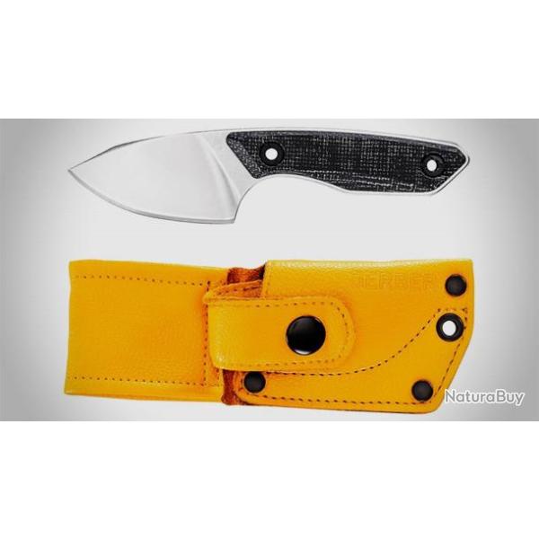 Couteau Gerber Stowe Lame Acier 440 Clip Point Manche Micarta Etui Cuir G1905