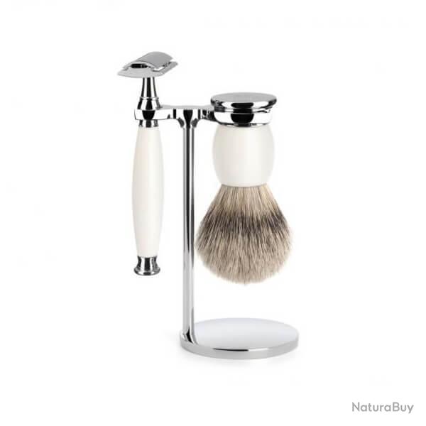 Set de rasage 3 pices Scurite pur argent Muhle Sophist porcelaine