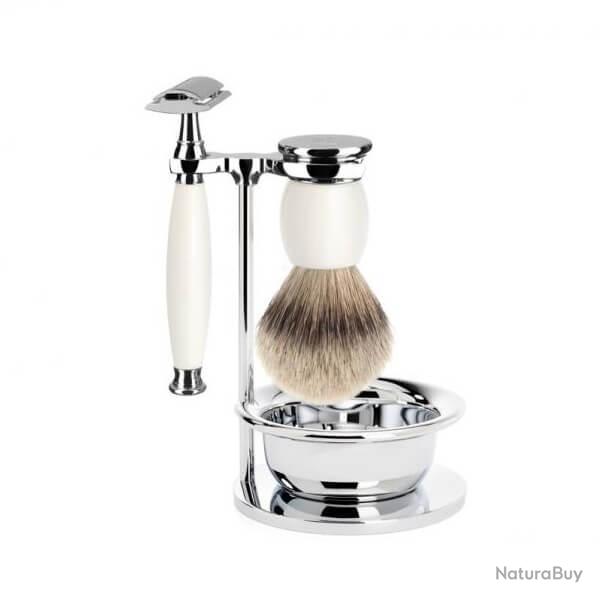 Set de rasage 4 pices Scurite pur argent Muhle Sophist porcelaine