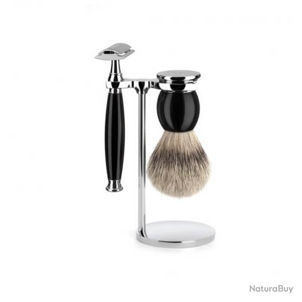 Set de rasage 3 pi�ces s�curit� pur argent� Muhle Sophist noir