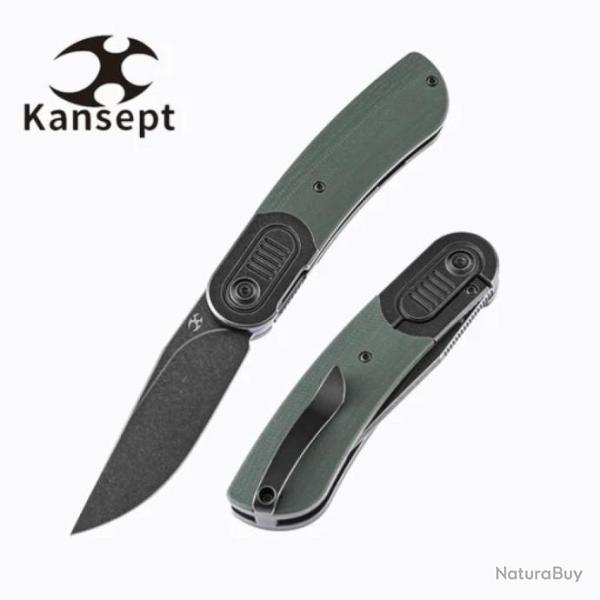 Couteau Kansept Reverie Green Manche G10/Titane Lame S35VN IKBS Framelock Clip K2025A6