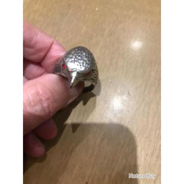 Bague am�rindien - t�te aigle - argent taille 62