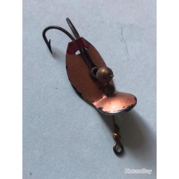 1 LEURRE cuill�re ondulante cuivre or 3 cm p�che carnassier occasion collection rare. new mfpps n 1.