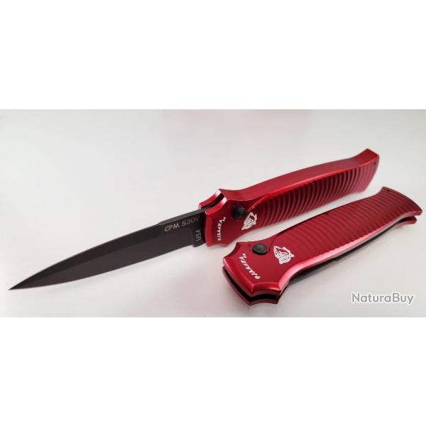 Couteau Automatique Piranha Auto Bodyguard Tactical Red Lame Acier S30V Manche Alu Clip USA PKCP6RT