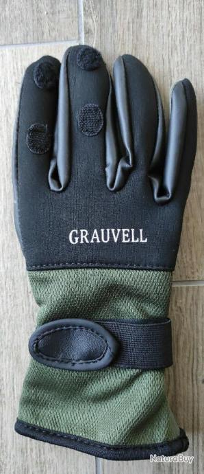 Gants De Pêche En Néoprene GRAUVELL - Couleur Kaki/noir, Multi-techniques