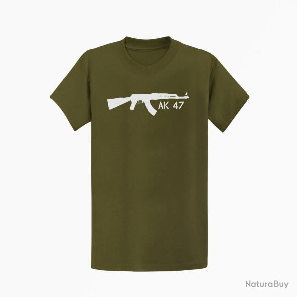 T shirt ARME AK 47 Kaki Blanc