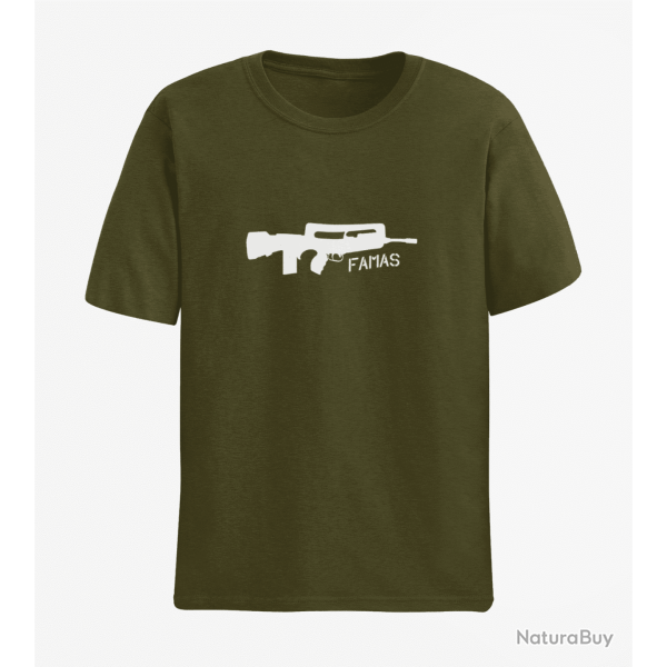 T shirt ARME Famas Army Blanc