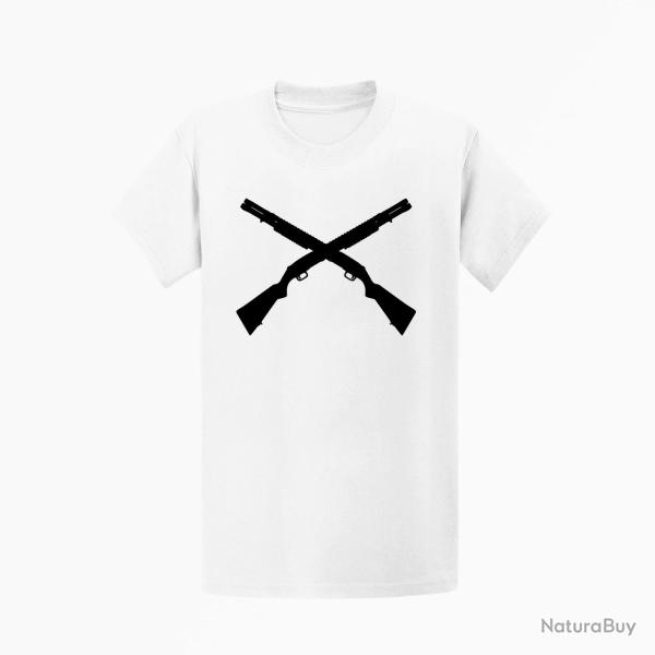 T shirt ARME Fusil � pompe Blanc