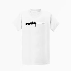 T shirt ARME Fusil Sniper Blanc