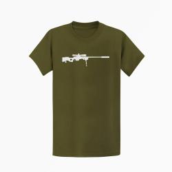 T shirt ARME Fusil Sniper Kaki Blanc