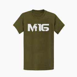 T shirt ARME M16 2 Kaki Blanc