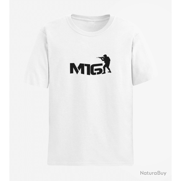 T shirt ARME M16 3 Blanc