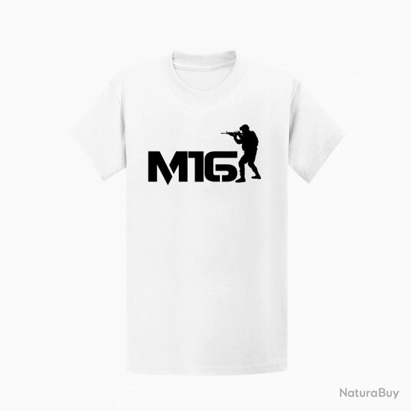 T shirt ARME M16 3 Blanc