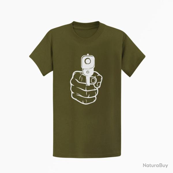 T shirt ARME DE POING Kaki Blanc