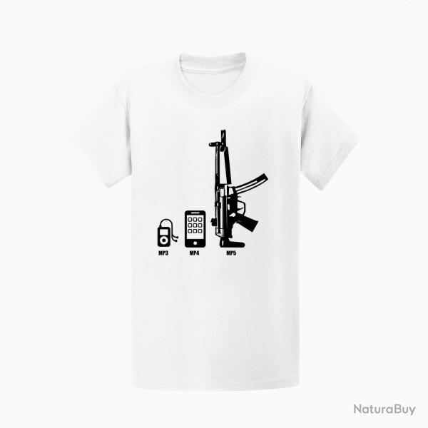 T shirt MP3 MP4 MP5 Blanc