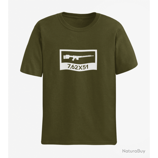 T shirt AR10 7.62x51 Army Blanc