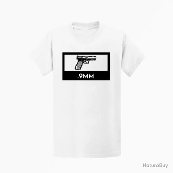 T shirt ARMES Glock 9mm Blanc