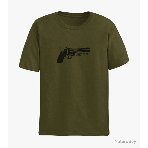 T shirt Revolver 357 mag Army Noir