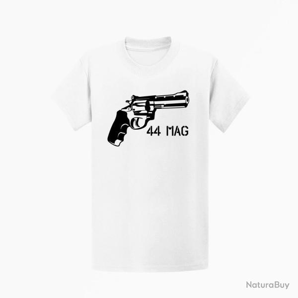 T shirt ARMES Revolver 44 mag Blanc