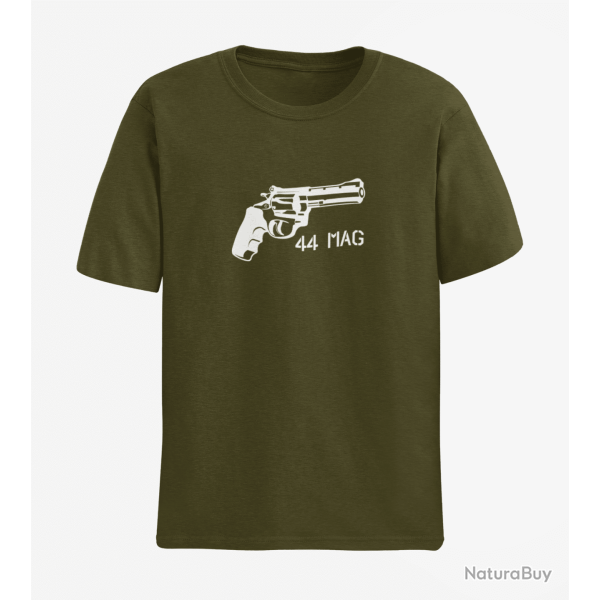 T shirt Revolver 44 mag Army Blanc