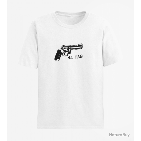 T shirt Revolver 44 mag Blanc