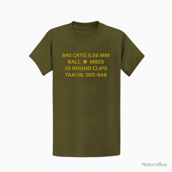 T shirt CAISSE MUNITIONS 5.56 Kaki Couleur