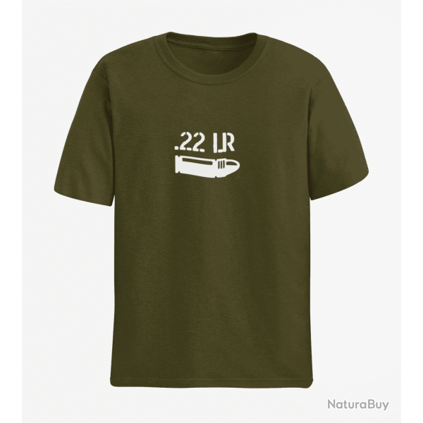T shirt CARTOUCHE 22LR Army Blanc