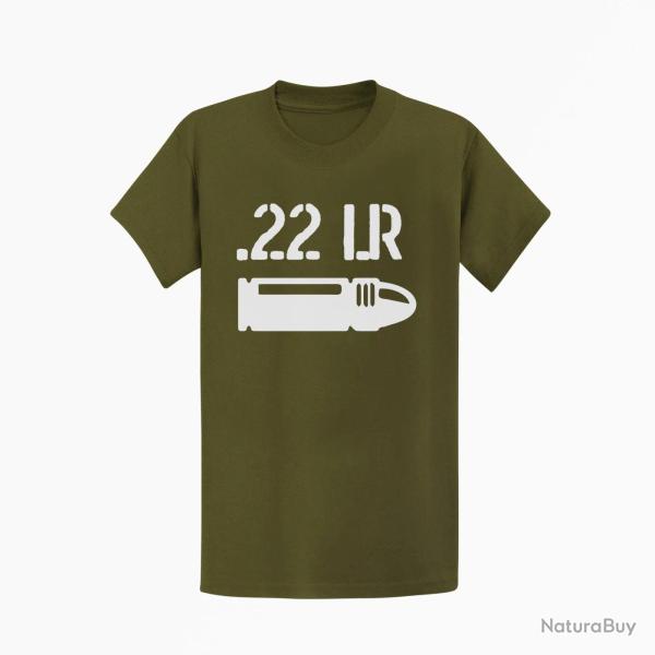 T shirt CARTOUCHE 22LR Kaki Blanc