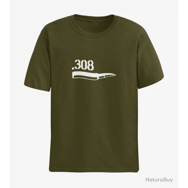 T shirt CARTOUCHE 308win Army Blanc