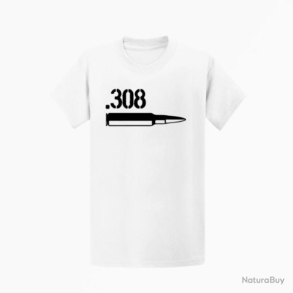 T shirt CARTOUCHE 308win Blanc