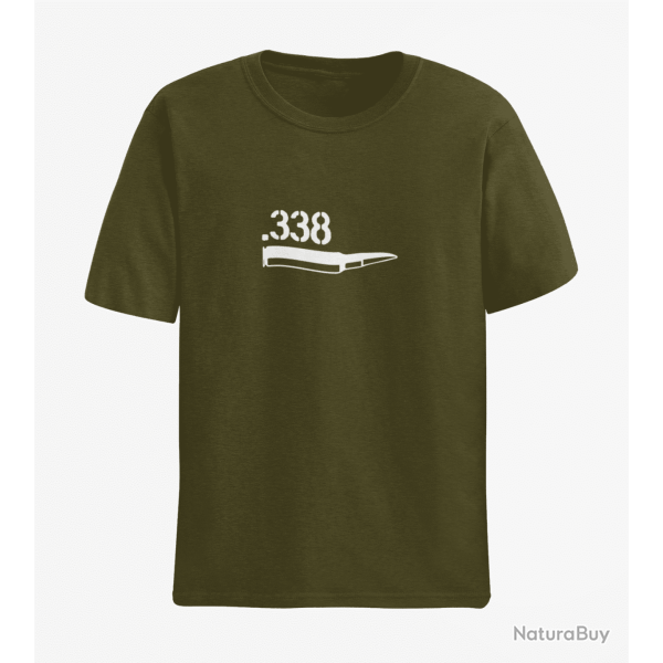 T shirt CARTOUCHE 338 Lapua Magnum Army Blanc