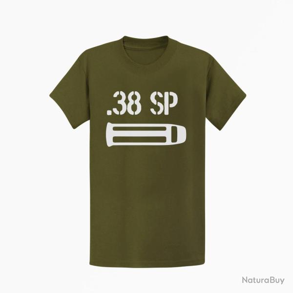 T shirt CARTOUCHE 38 Sp�cial Kaki Blanc