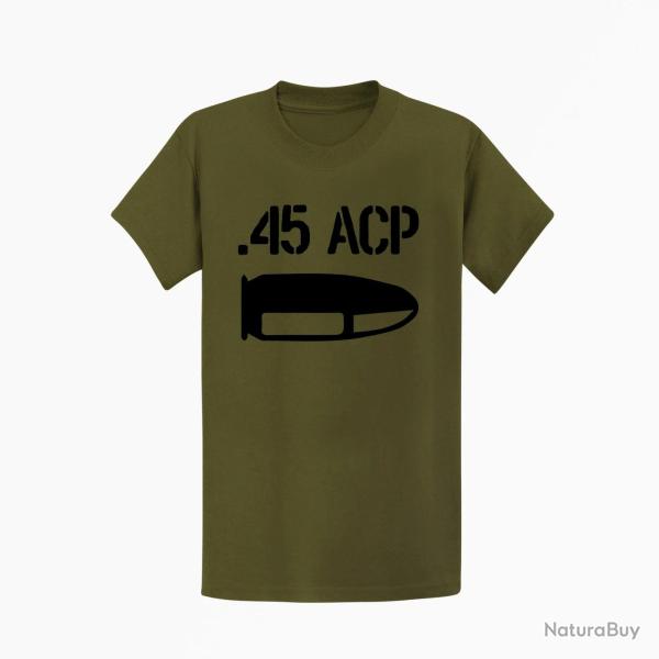 T shirt CARTOUCHE 45 ACP Kaki Noir
