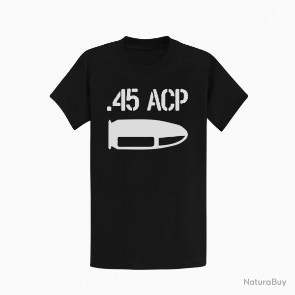 T shirt CARTOUCHE 45 ACP Noir