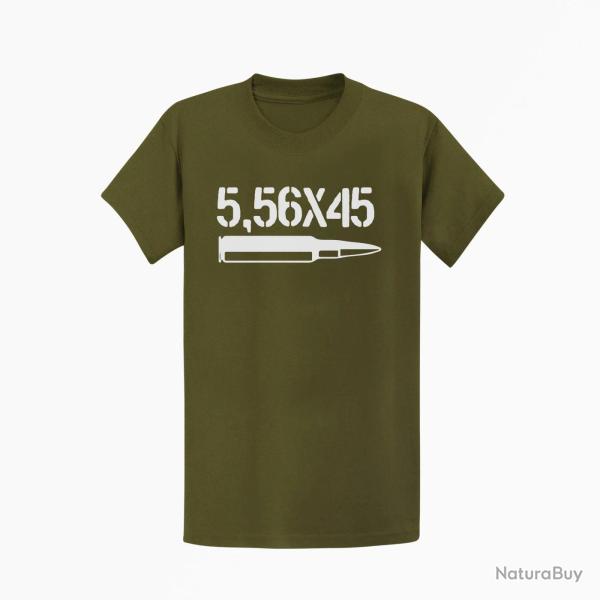 T shirt CARTOUCHE 5.56 Kaki Blanc