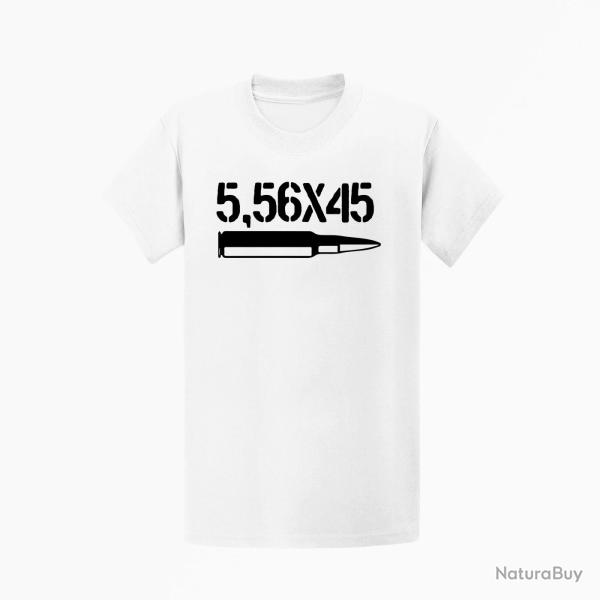 T shirt CARTOUCHE 5.56 Blanc