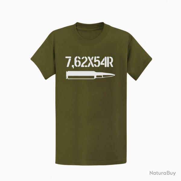 T shirt CARTOUCHE 7.62x54r Kaki Blanc