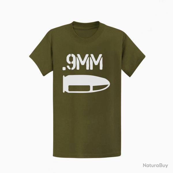 T shirt CARTOUCHE 9mm Kaki Blanc