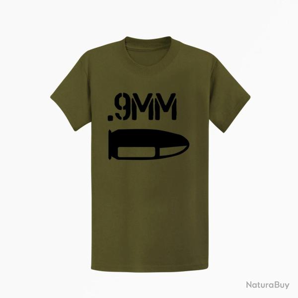 T shirt CARTOUCHE 9mm Kaki Noir
