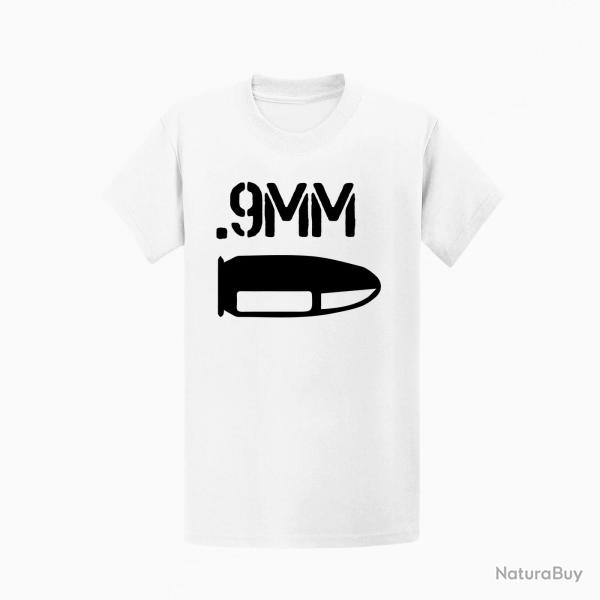 T shirt CARTOUCHE 9mm Blanc