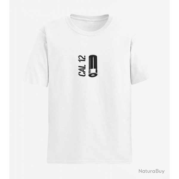 T shirt CARTOUCHE Calibre 12 Blanc