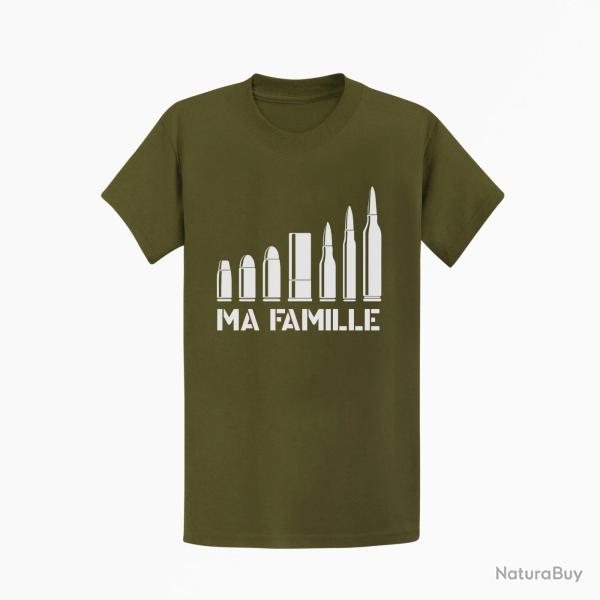 T shirt CARTOUCHES Kaki Blanc