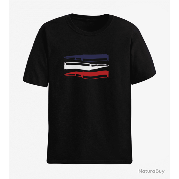 T shirt CARTOUCHES Drapeau Franais Noir