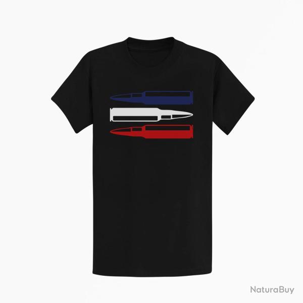T shirt CARTOUCHES Drapeau Fran�ais Noir