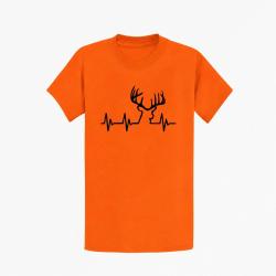 T shirt CHASSE Battements de Coeur Cerf Orange