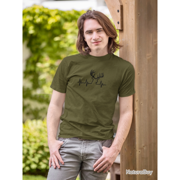 T SHIRT CHASSE Battement de coeur cerf