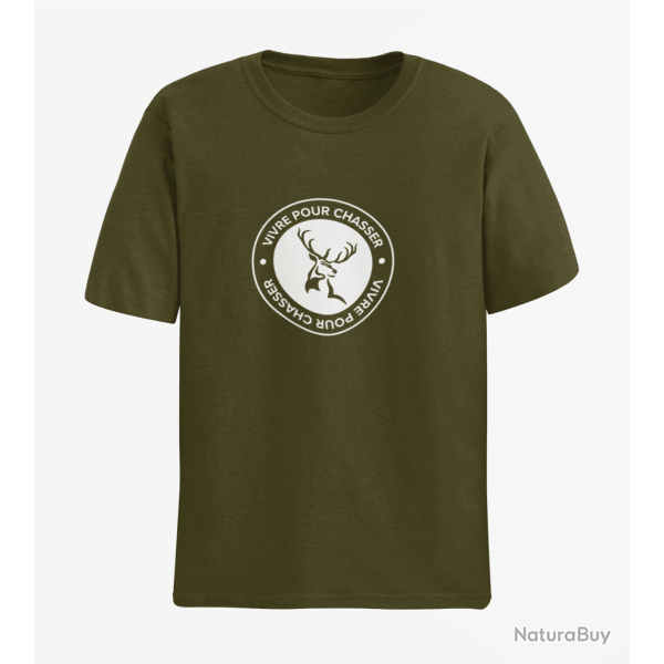 T shirt CHASSE Vivre pour chasser Dos Noir