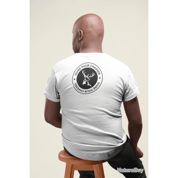 T shirt CHASSE Vivre pour chasser Army Noir