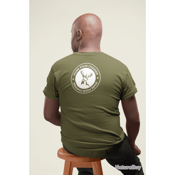T shirt CHASSE Vivre pour chasser Blanc