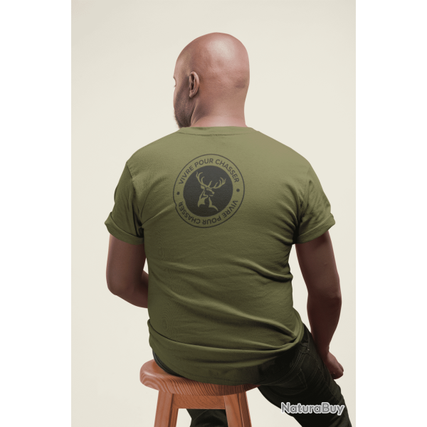 T shirt CHASSE Vivre pour chasser Noir